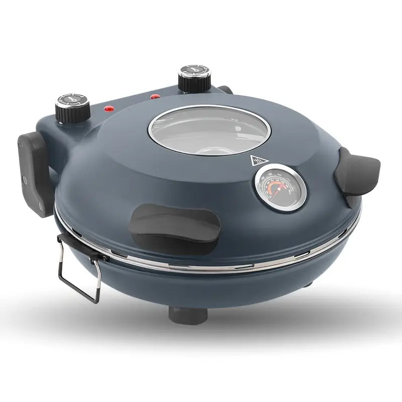 12" Electric Pizza Oven - 1200W 5-Min Crisp Dual Knob Control, 5-Speed Settings